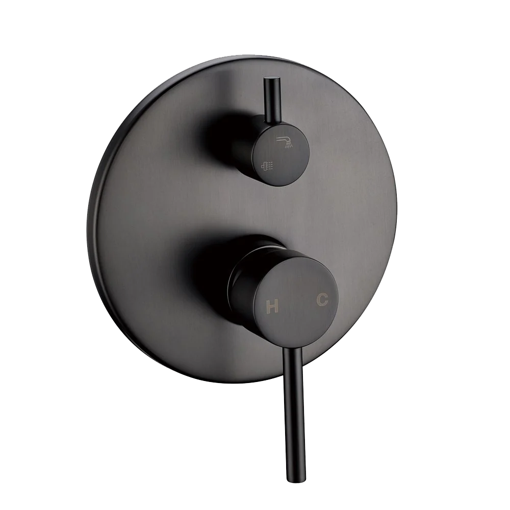 PINO Round Gun Metal Grey Wall Mixer with Diverter(color up)