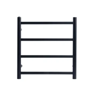 Round Matte Black Electric Heated Towel Rack 4 Bars
