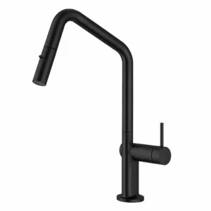 Gooseneck Angle Matte Black Pull Out Kitchen Mixer