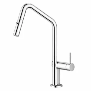 Gooseneck Angle Chrome Pull Out Kitchen Mixer