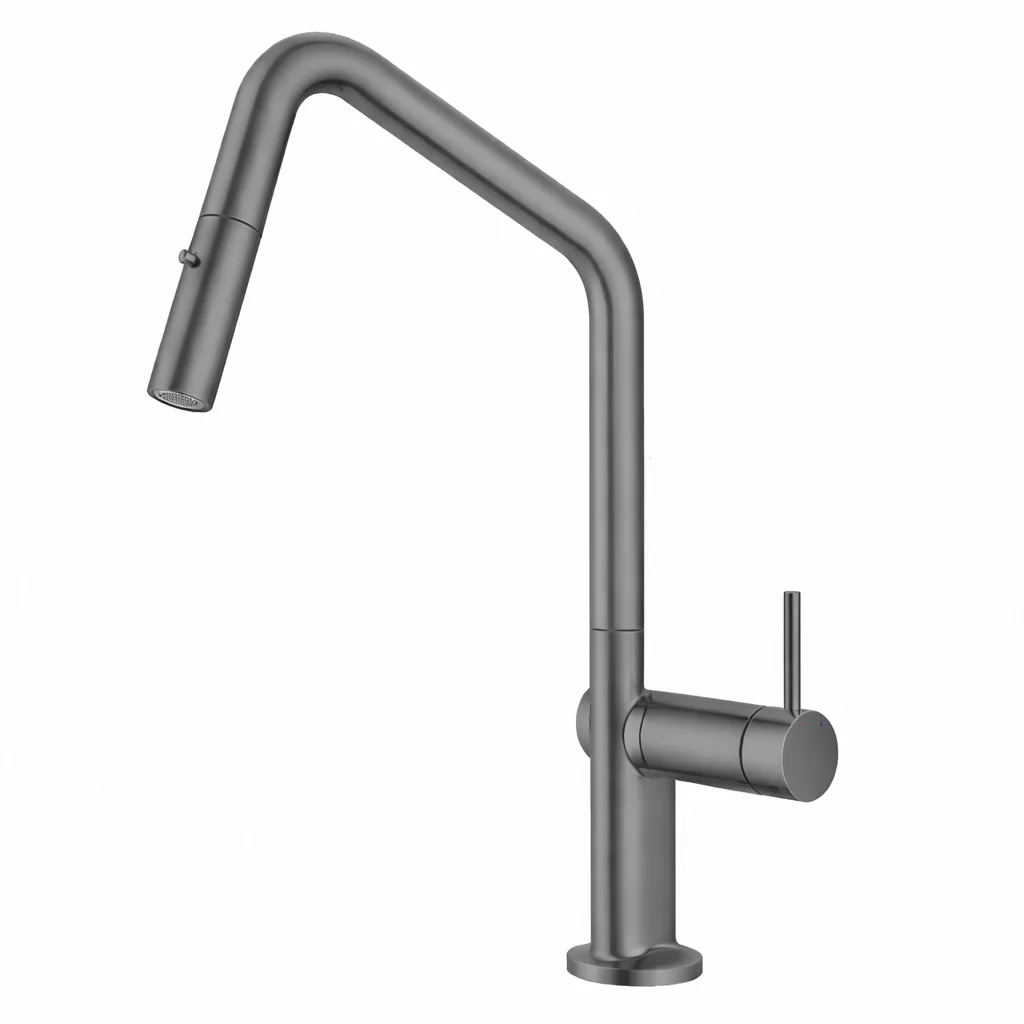 Gooseneck Angle Gun Metal Pull Out Kitchen Mixer
