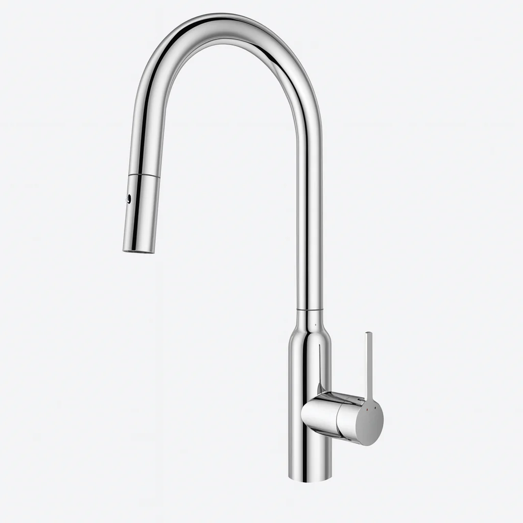 Cary Round Chrome Pull Out Kitchen Mixer