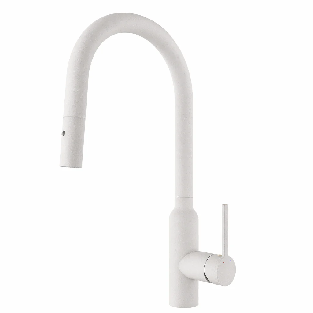 Cary Round Granite White Pull Out Kitchen Mixer