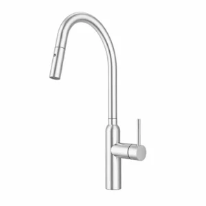 Cary Round Brushed Nickel Pull Out Kitchen Mixer