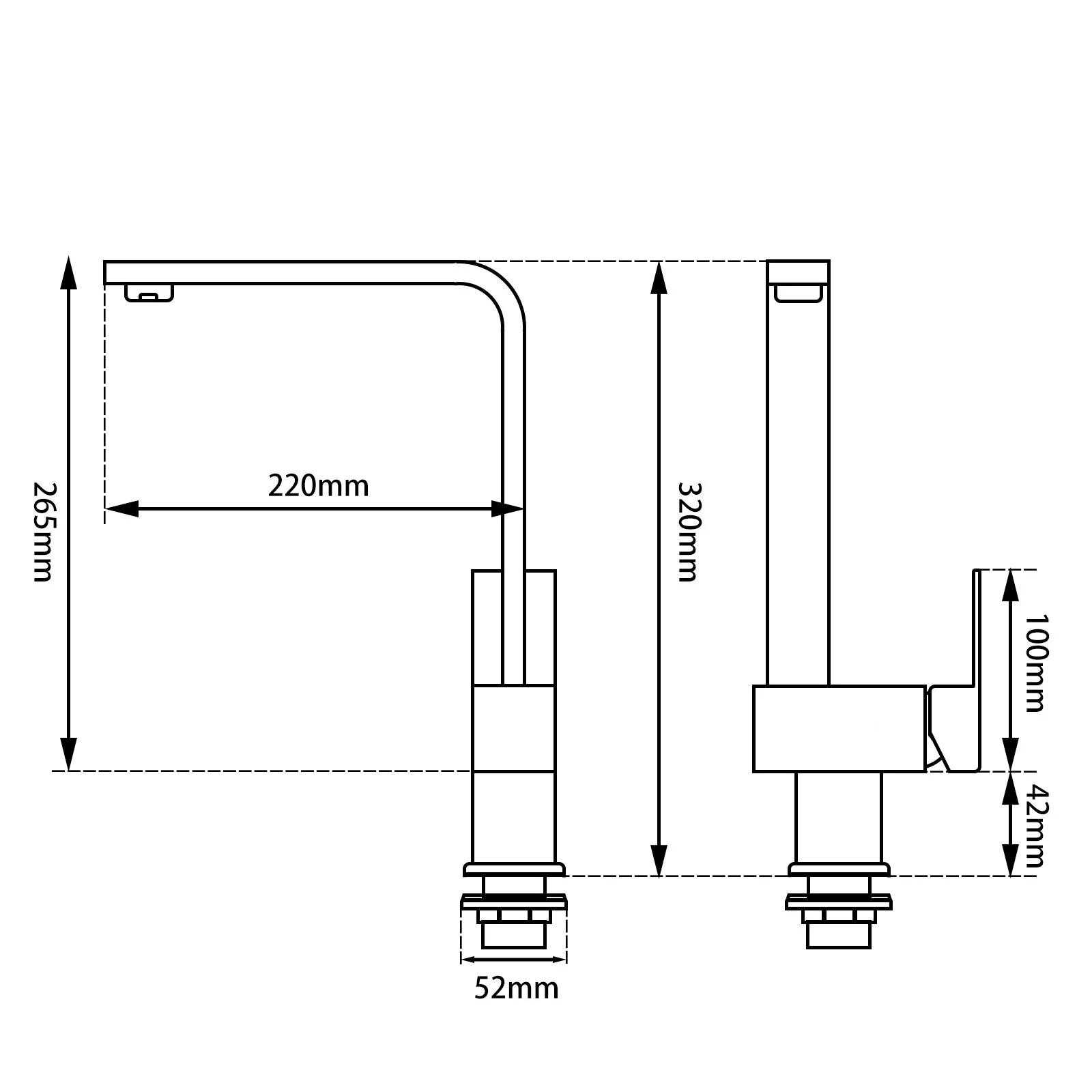 Square Chrome Kitchen Sink Mixer Tap - Image 2