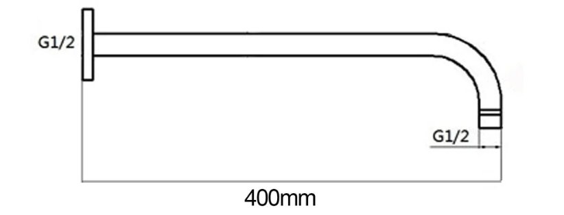 Round Gun Metal Grey Stainless Steel Wall Mounted Shower Arm 400mm-GM0108.SA - Image 2