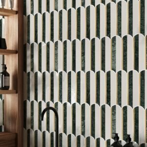 White Green Marble Arch Gold Strip-