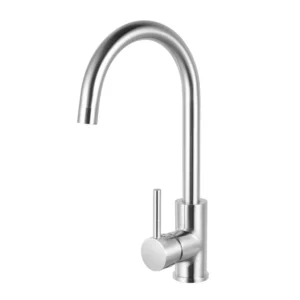 Gooseneck Round Brushed Nickel Kitchen Sink Mixer Tap