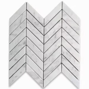 Carrara Marble Fishbone Mosaic