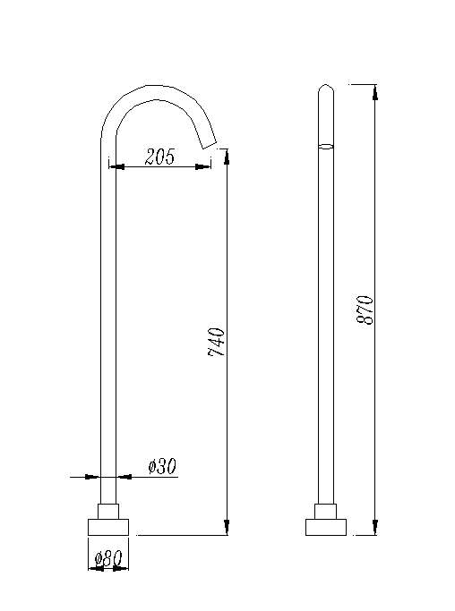 Chrome Round Floor Standing Mixer (Brass) - Image 2