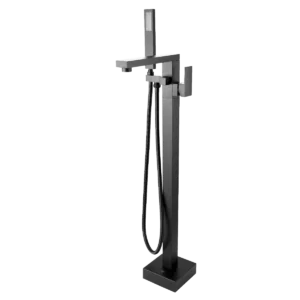 Square Gunmetal Freestanding Tap with Handheld Shower