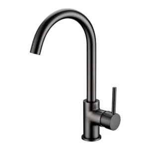 Gooseneck Round Gun Metal Grey Kitchen Sink Mixer Tap