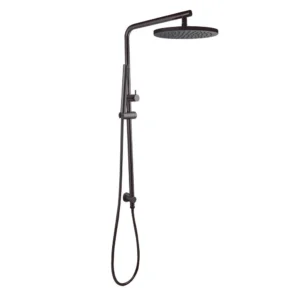 Round Gun Metal Grey Shower Station Top Water Inlet(Right Angle)