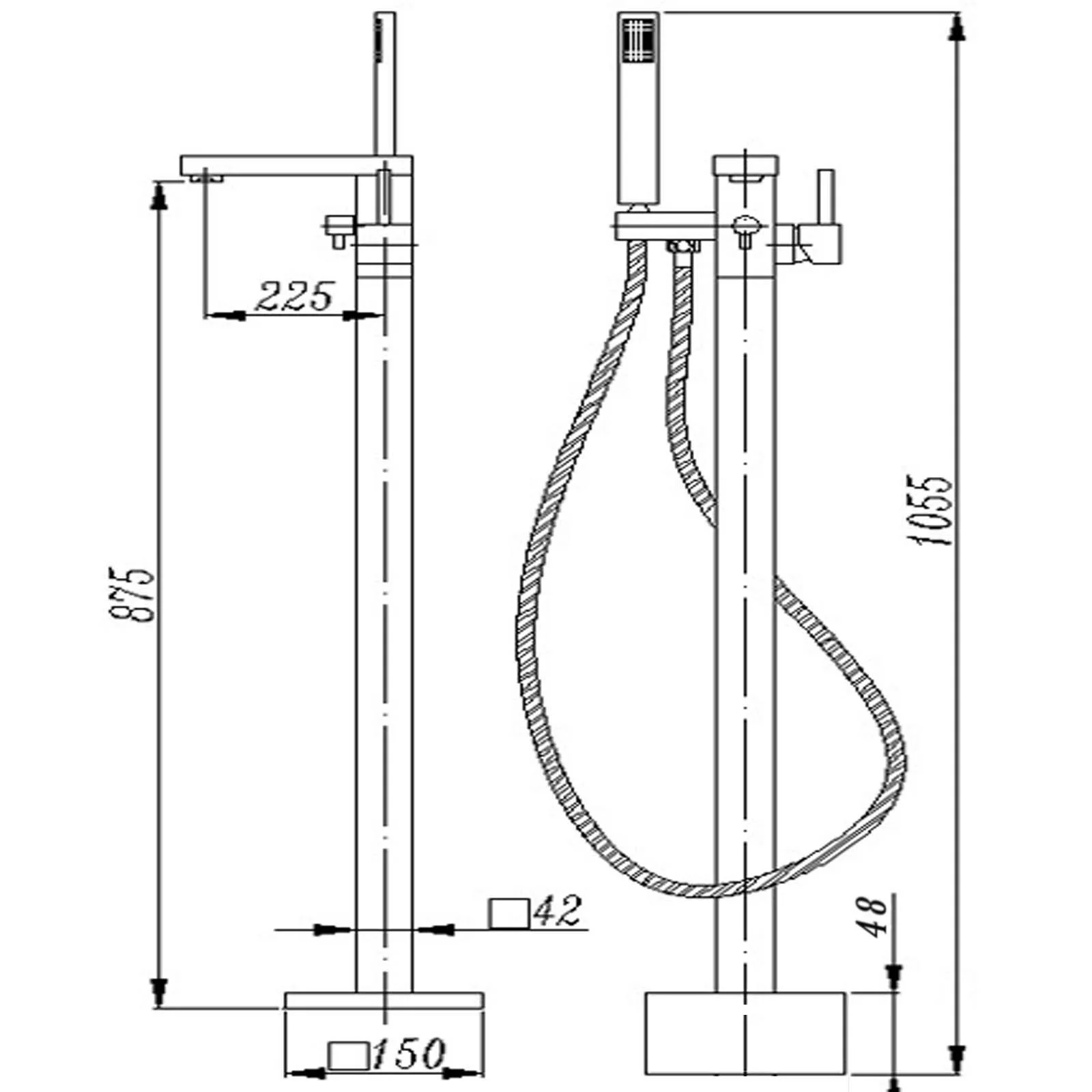 Black Freestanding Tap with Handheld Shower - Image 3