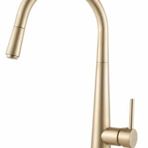Light Brushed Brass Pull Out Kitchen Mixer