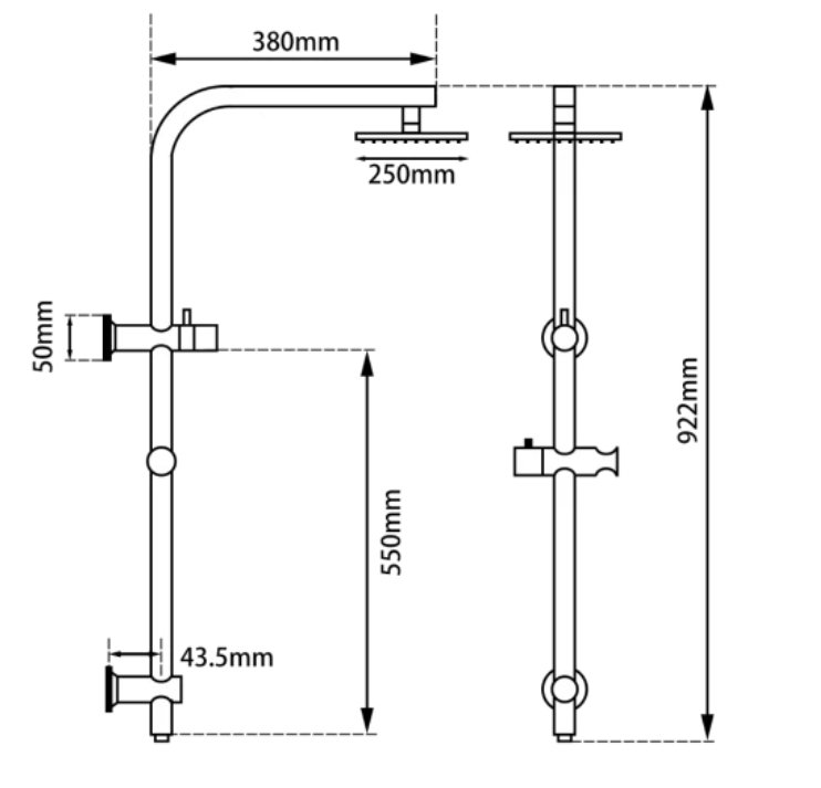 Light Gold Round Brass Shower Station - Image 2