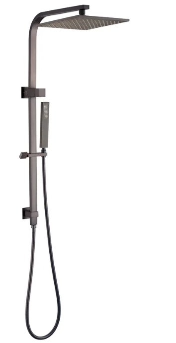 Square Gun Metal Grey Shower Station Top Water Inlet-PPS-TRD-SQ-250